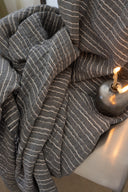 2 ÇİZGİ SİYAH  MÜSLİN  YATAK ÖRTÜSÜ ÇİFT KİŞİLİK